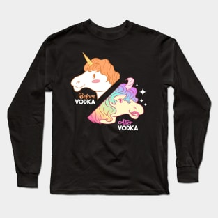 Funny Vodka Shirts Unicorn Liquor booze Gift Long Sleeve T-Shirt